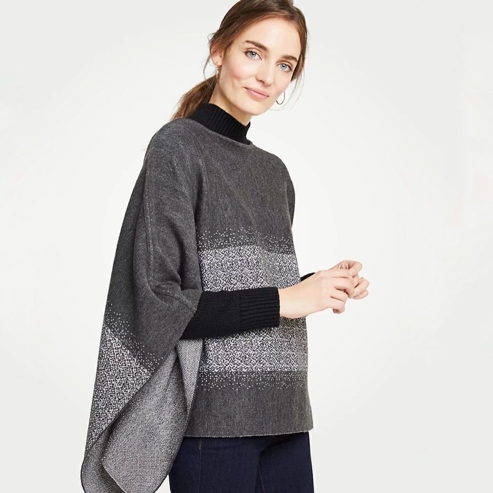 nwot Ann Taylor shimmer stripe poncho cape one siz